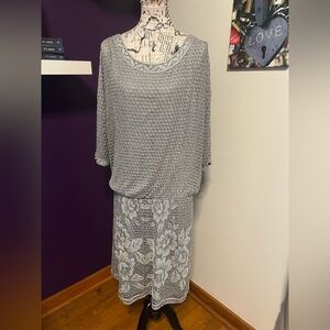 Damianou Gray/Silver Long Sleeve Formal Dress